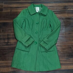 Tulle Emerald Button-Up Pea Coat